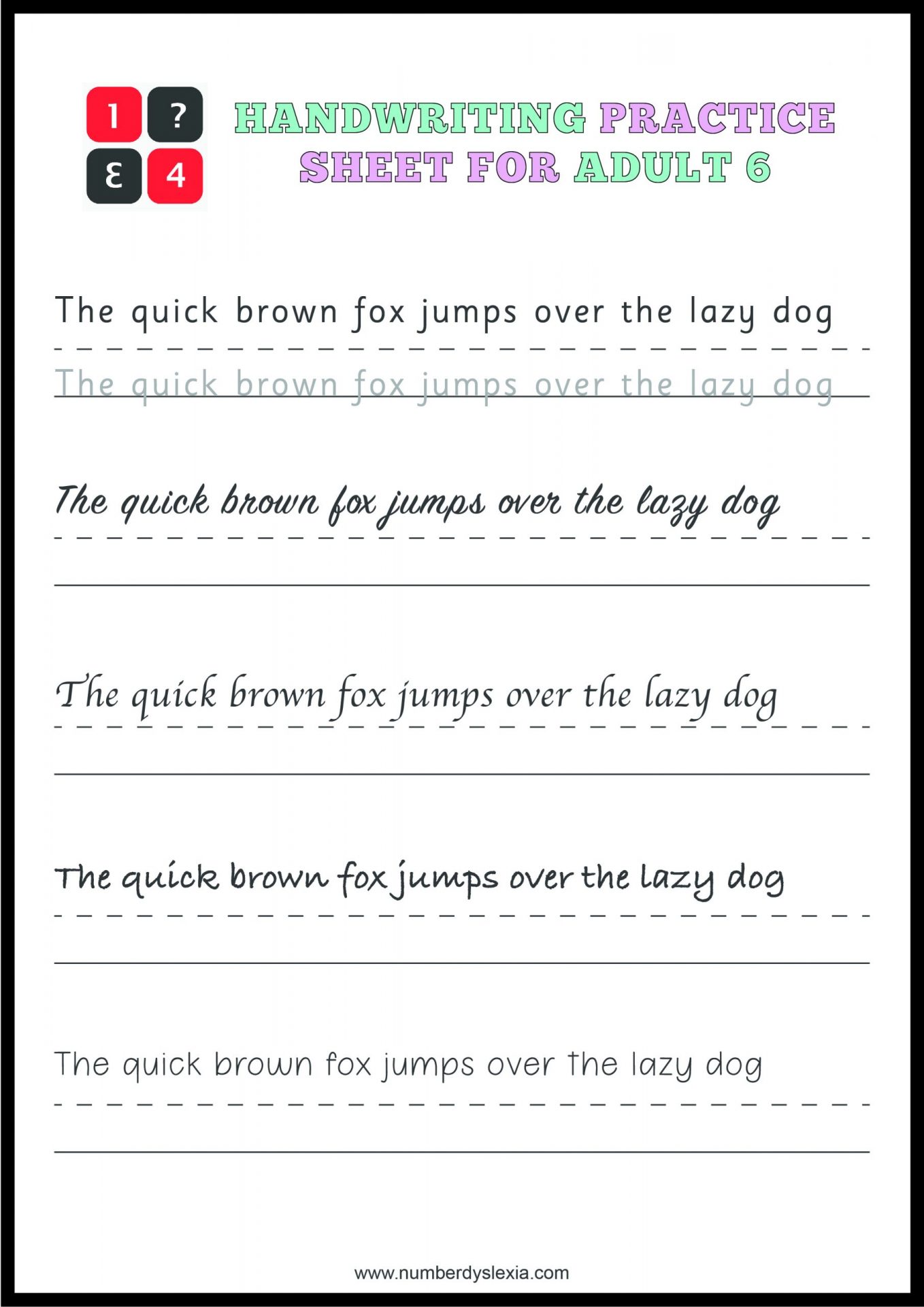 free printable handwriting practice worksheets for adults [pdf